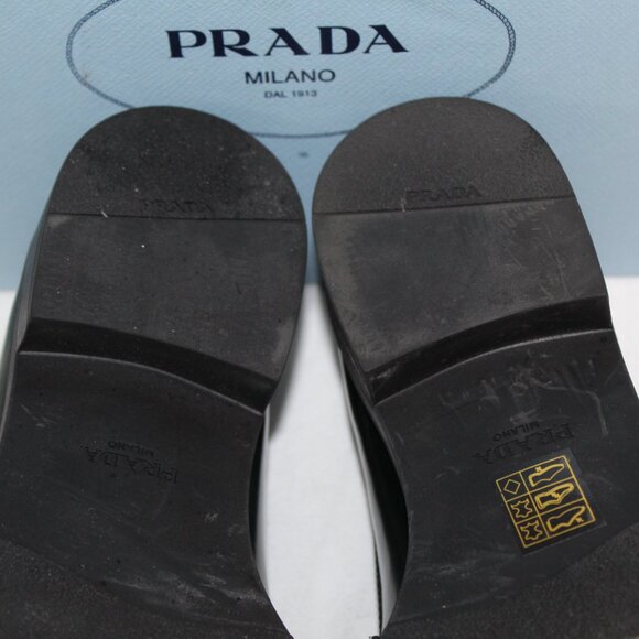 NWB PRADA Triangle Loafer Loafers Flats Bosco 40 - Picture 7 of 7